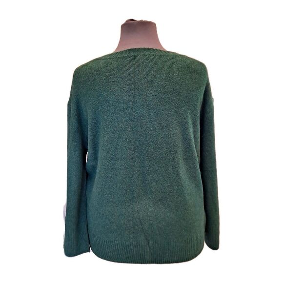 Vince Camuto V-neck Ribbed-edge Sweater Womens Size XL Green Relaxed Fit - Picture 2 of 8